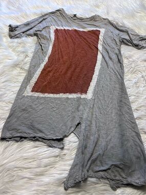 Gilda Midani grey dress with Rust Red Front Panel